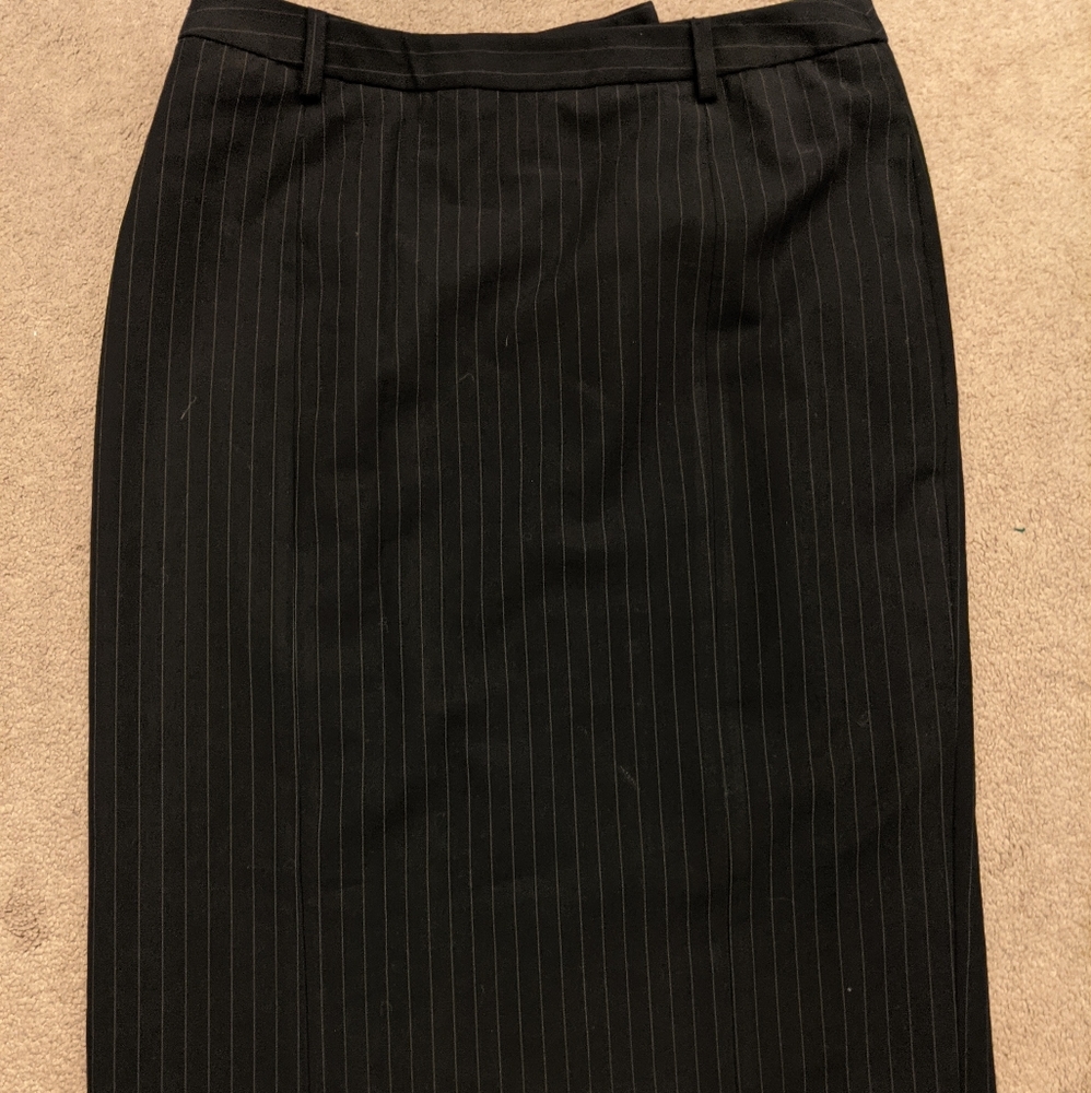 Black Pinstripe Pencil Skirt!